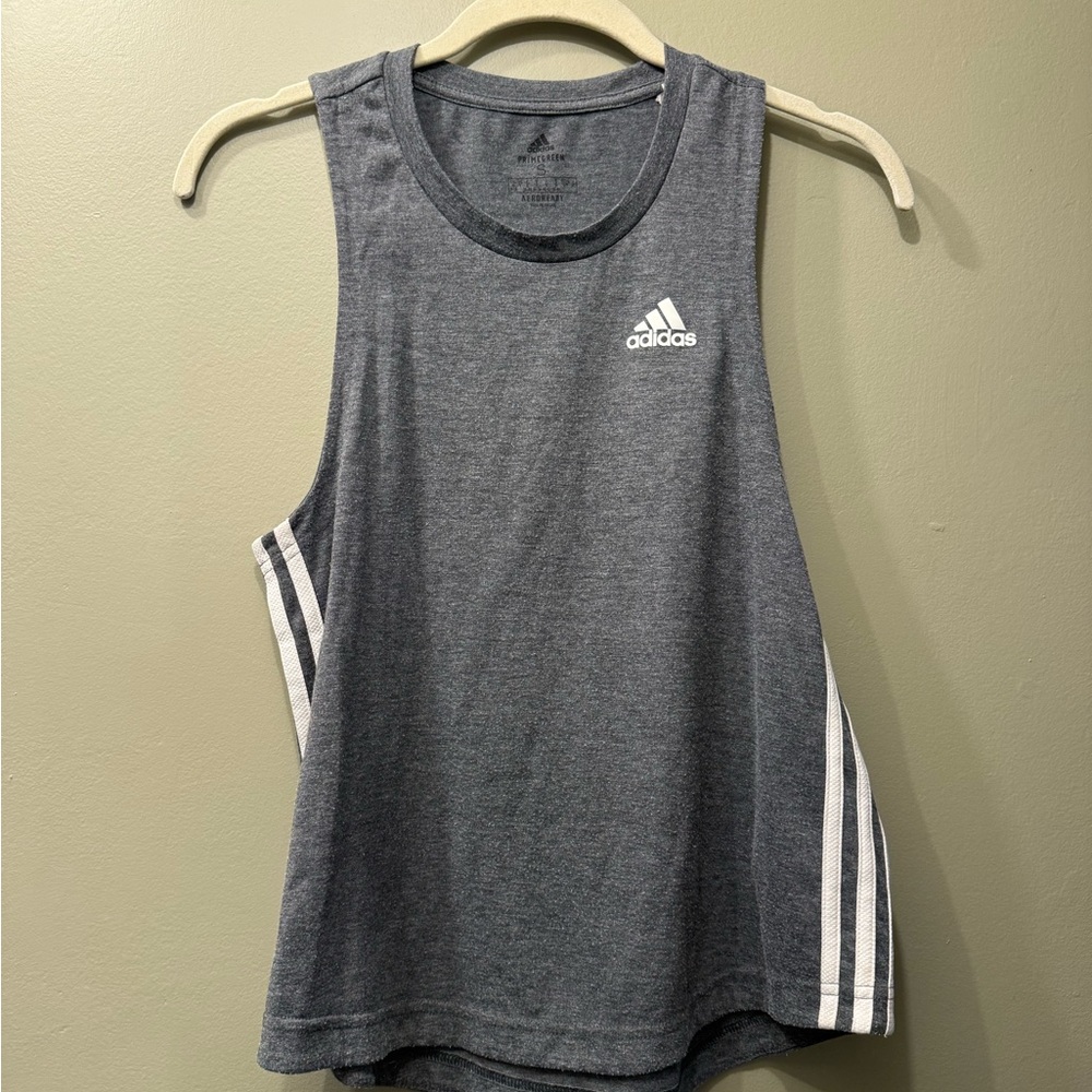 Adidas Charcoal Tank with White Accents